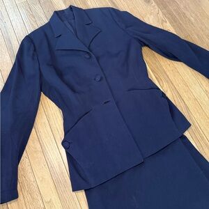 1940s VINTAGE NAVY JACKET SKIRT SUIT SET LARGE